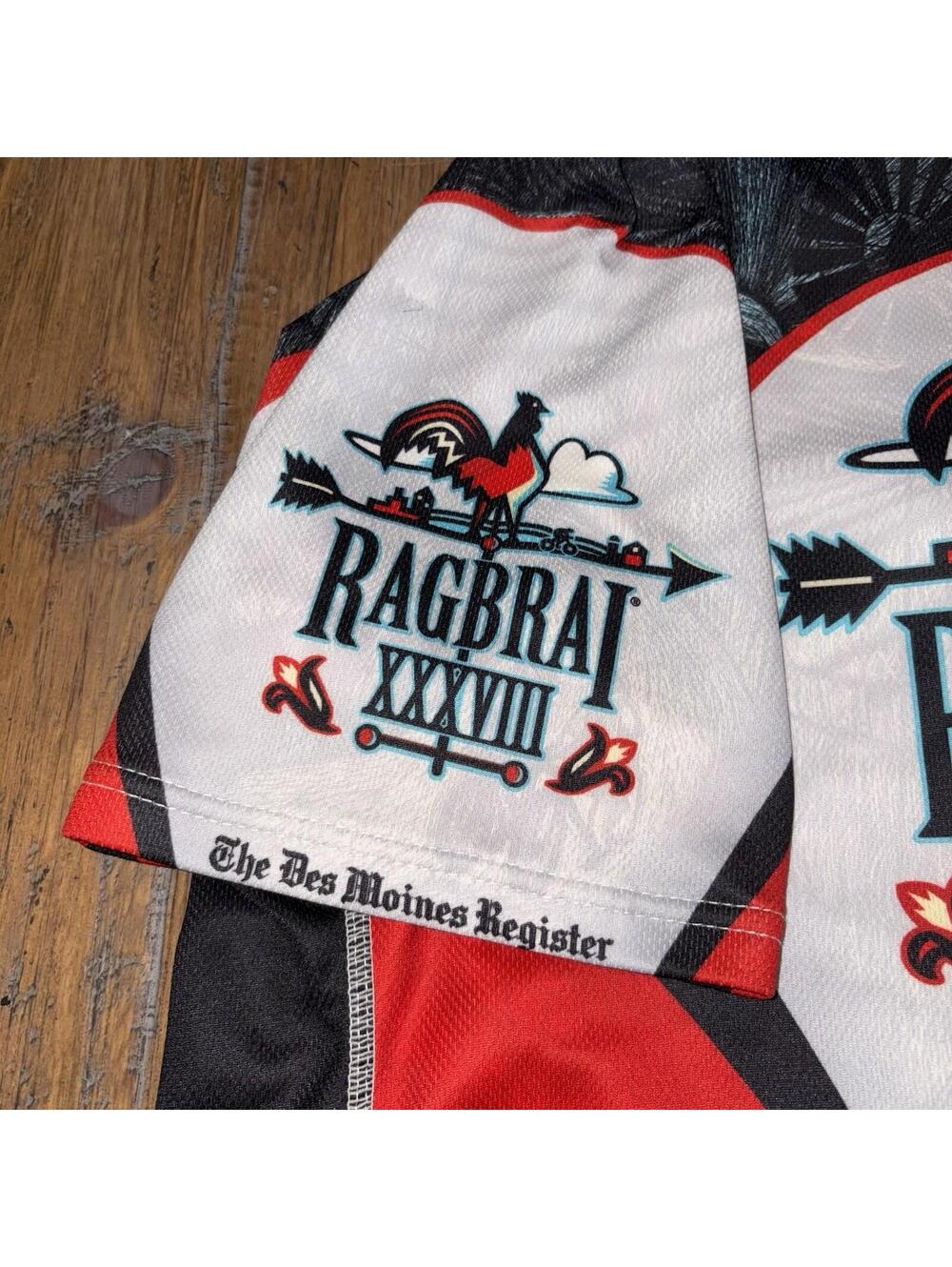 Primal Wear Ragbrai XXXVIII Cycling Jersey Mens XL Red Black Rooster Iowa - Picture 4 of 15